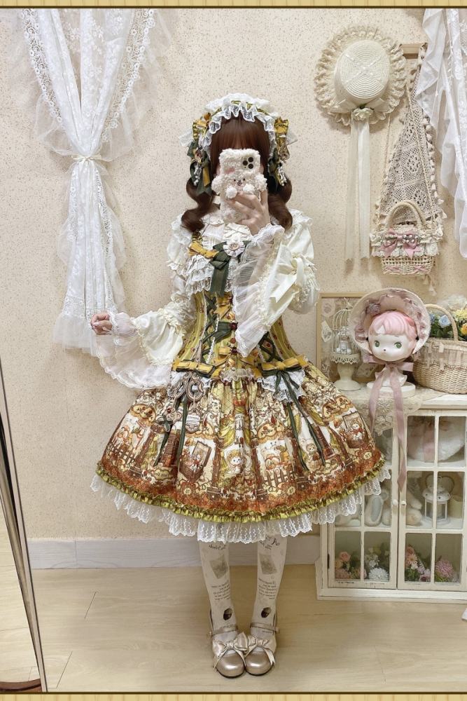 Alice Girl Bears Tailor Shop Prints Lolita JSK and OP