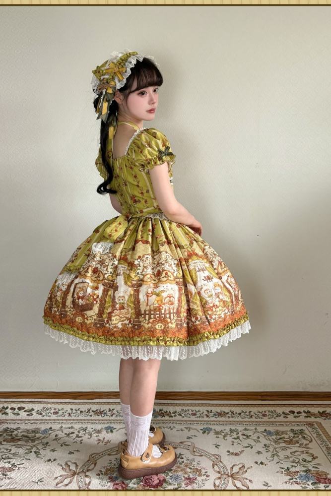 Alice Girl Bears Tailor Shop Prints Lolita JSK and OP