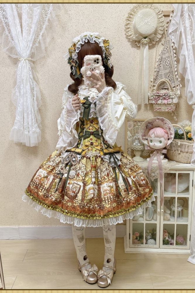 Alice Girl Bears Tailor Shop Lolita Headdress Bag and Sleeves
