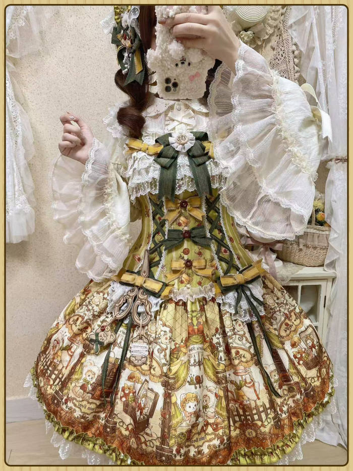 Alice Girl Bears Tailor Shop Prints Lolita JSK and OP