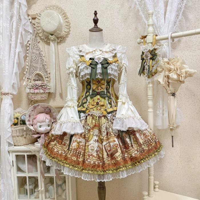Alice Girl Bears Tailor Shop Prints Lolita JSK and OP