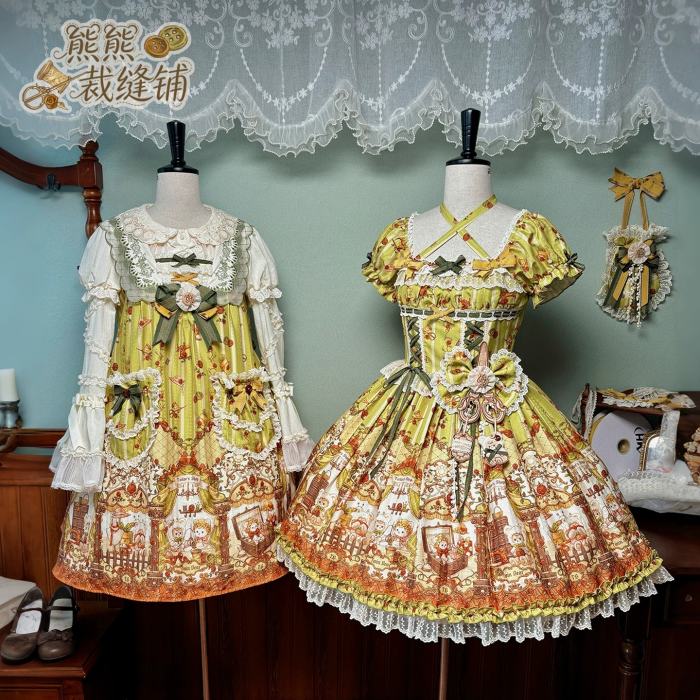 Alice Girl Bears Tailor Shop Prints Lolita JSK and OP