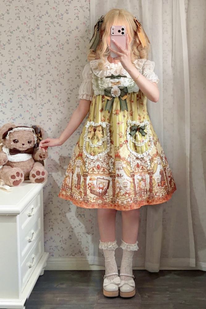 Alice Girl Bears Tailor Shop Prints Lolita JSK and OP