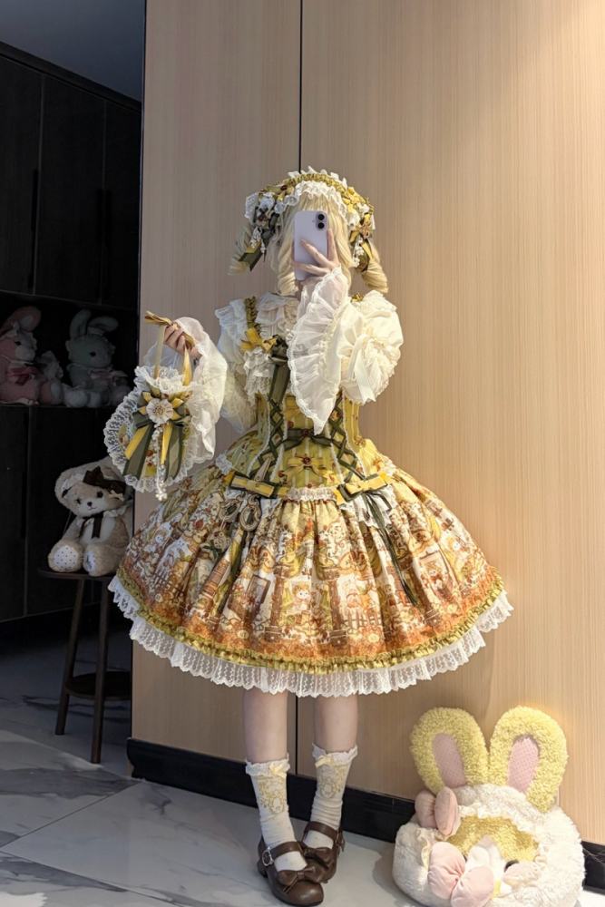Alice Girl Bears Tailor Shop Prints Lolita JSK and OP