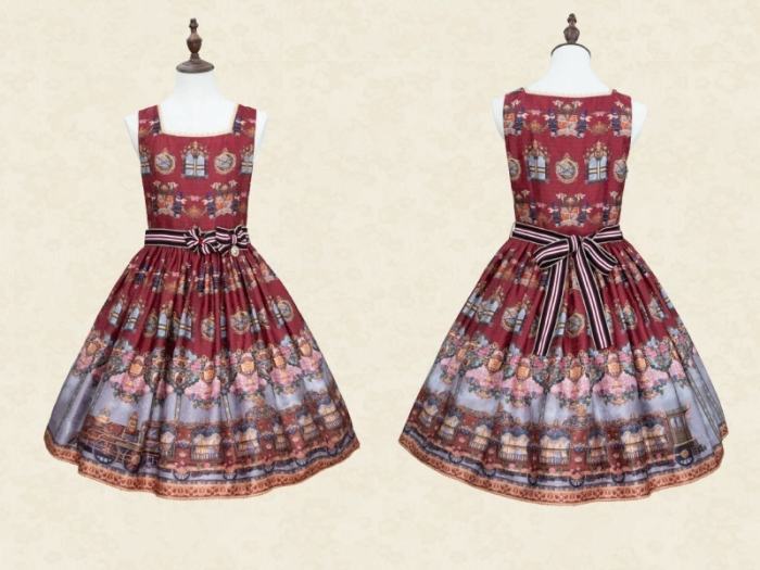 Drunk Coco The Train to Fairy Tale Town Prints Lolita JSK and OP