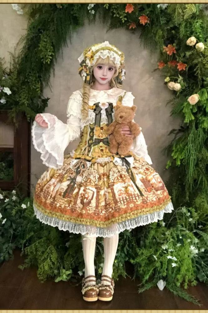 Alice Girl Bears Tailor Shop Prints Lolita JSK and OP