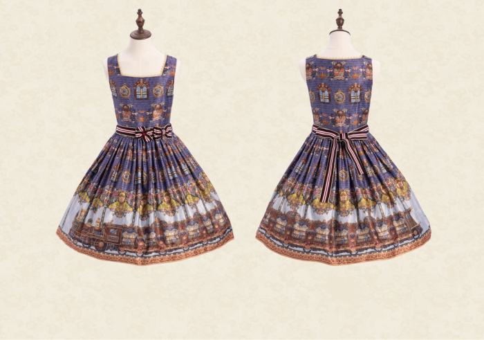 Drunk Coco The Train to Fairy Tale Town Prints Lolita JSK and OP