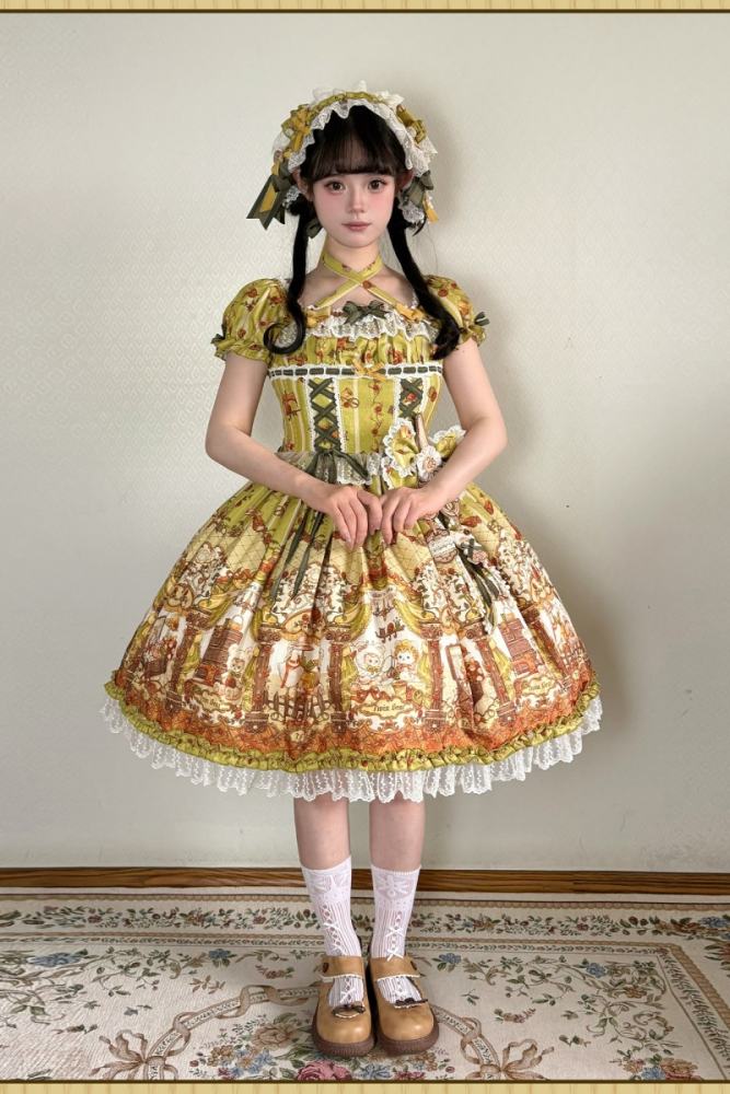 Alice Girl Bears Tailor Shop Prints Lolita JSK and OP