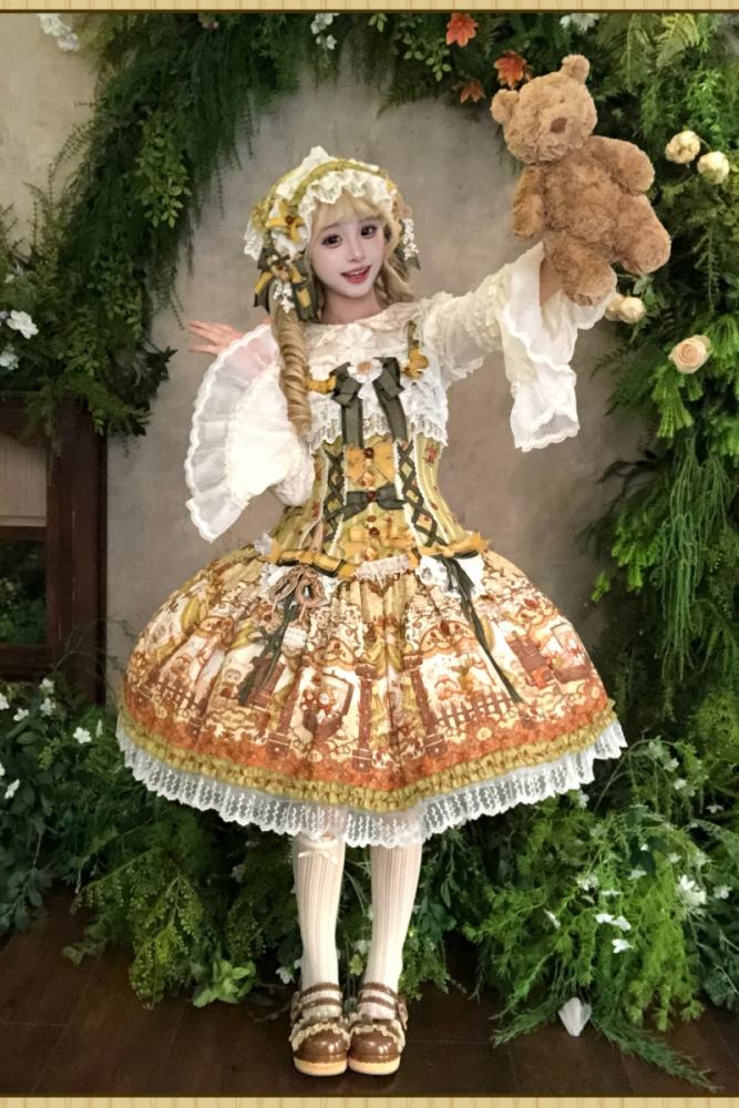 Alice Girl Bears Tailor Shop Prints Lolita JSK and OP