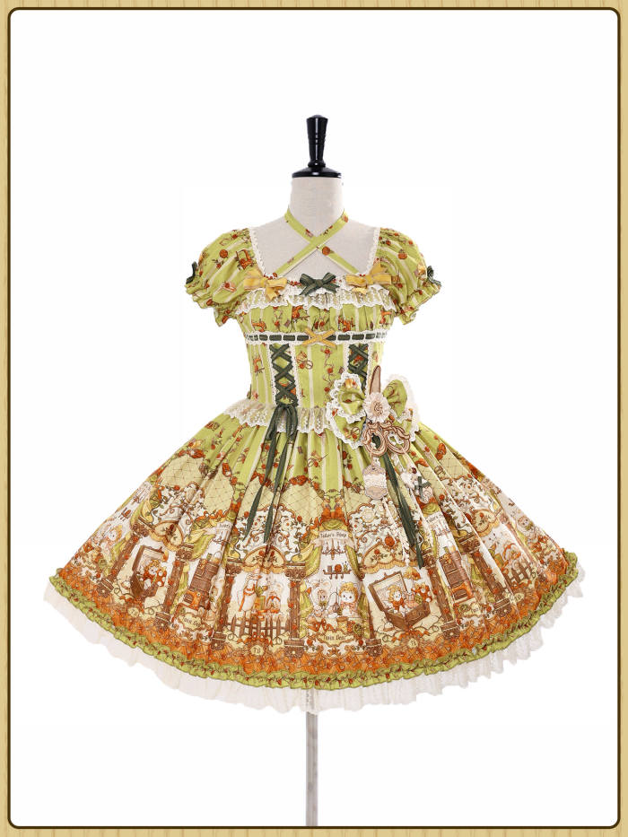 Alice Girl Bears Tailor Shop Prints Lolita JSK and OP