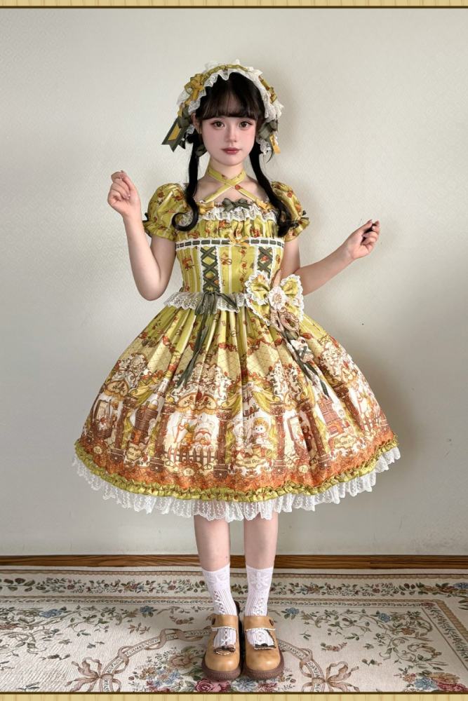 Alice Girl Bears Tailor Shop Prints Lolita JSK and OP
