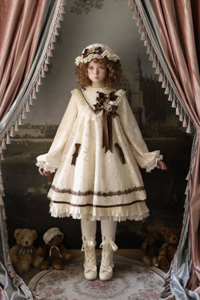 Starry Cream Lane Antique Bear Choco Doll Lolita OP JSK and Top