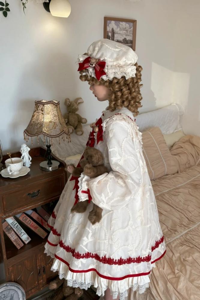 Starry Cream Lane Antique Bear Choco Doll Lolita OP JSK and Top