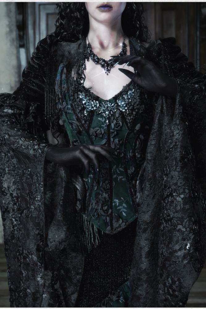 Blood Supply Emerald Night Gothic Halloween Corset Skirt and Bolero