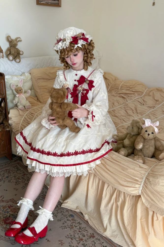 Starry Cream Lane Antique Bear Choco Doll Lolita OP JSK and Top
