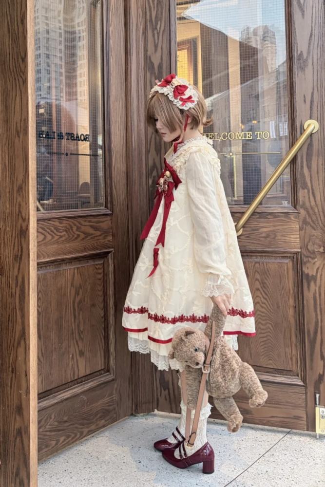 Starry Cream Lane Antique Bear Choco Doll Lolita OP JSK and Top