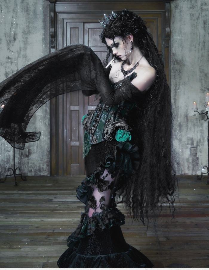 Blood Supply Emerald Night Gothic Halloween Corset Skirt and Bolero