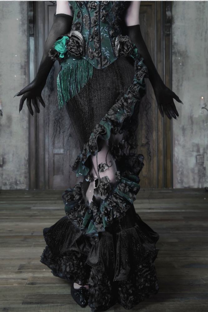 Blood Supply Emerald Night Gothic Halloween Corset Skirt and Bolero