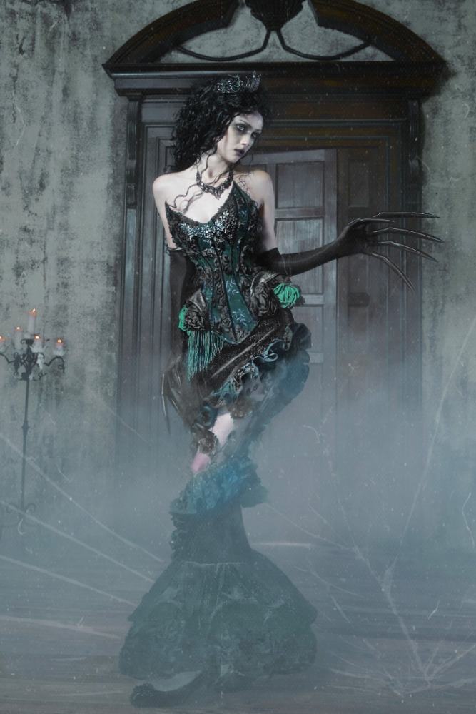 Blood Supply Emerald Night Gothic Halloween Corset Skirt and Bolero