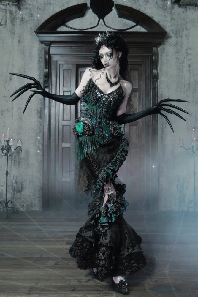 Blood Supply Emerald Night Gothic Halloween Corset Skirt and Bolero