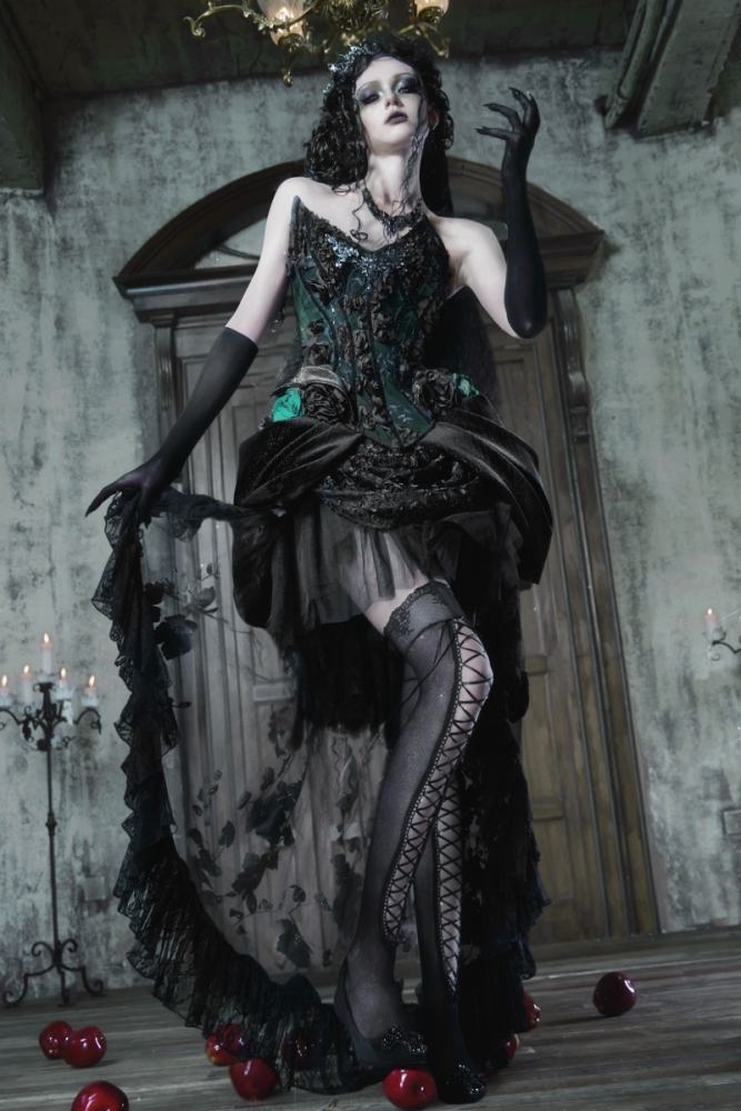 Blood Supply Emerald Night Gothic Halloween Corset Skirt and Bolero