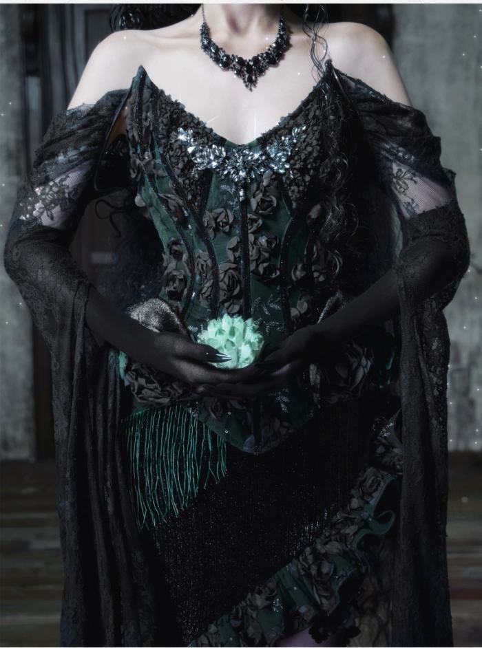 Blood Supply Emerald Night Gothic Halloween Corset Skirt and Bolero