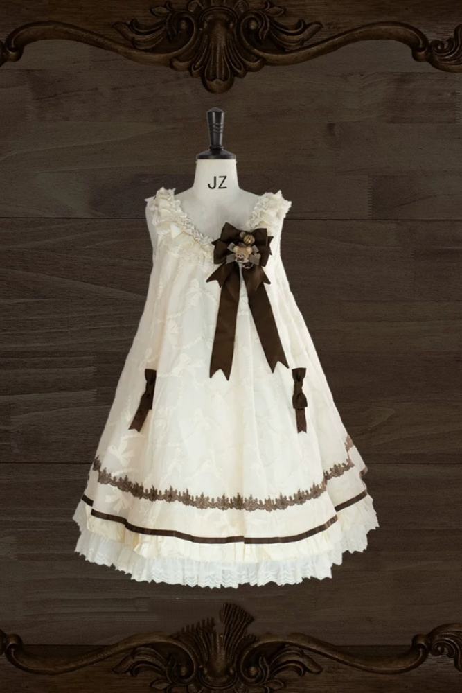 Starry Cream Lane Antique Bear Choco Doll Lolita OP JSK and Top