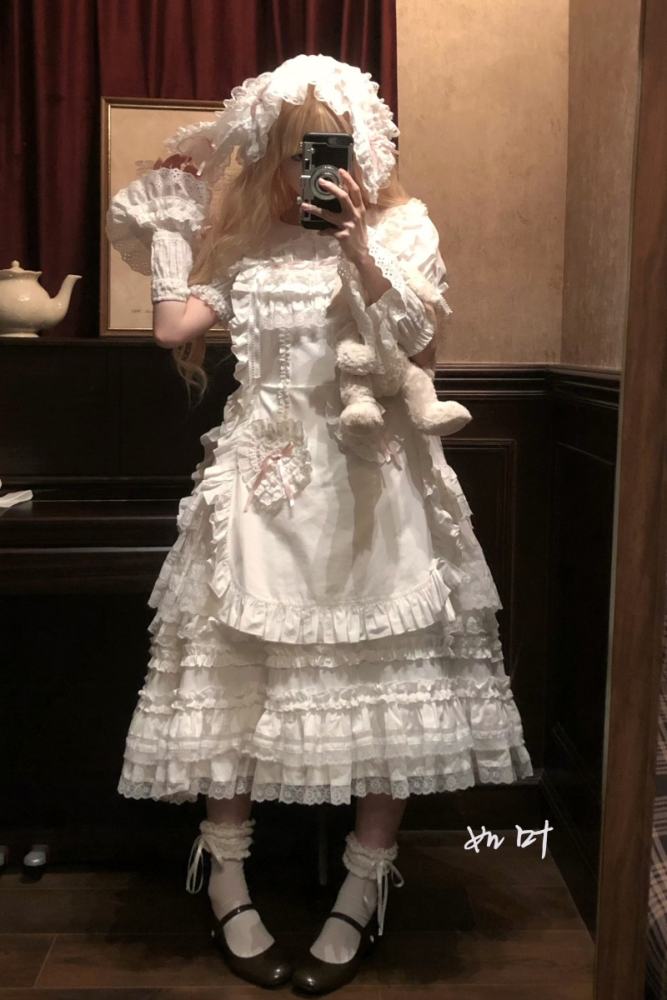 Bodhi Old School Lolita Cotton OP Apron and Bloomers