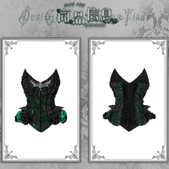Blood Supply Emerald Night Gothic Halloween Corset Skirt and Bolero