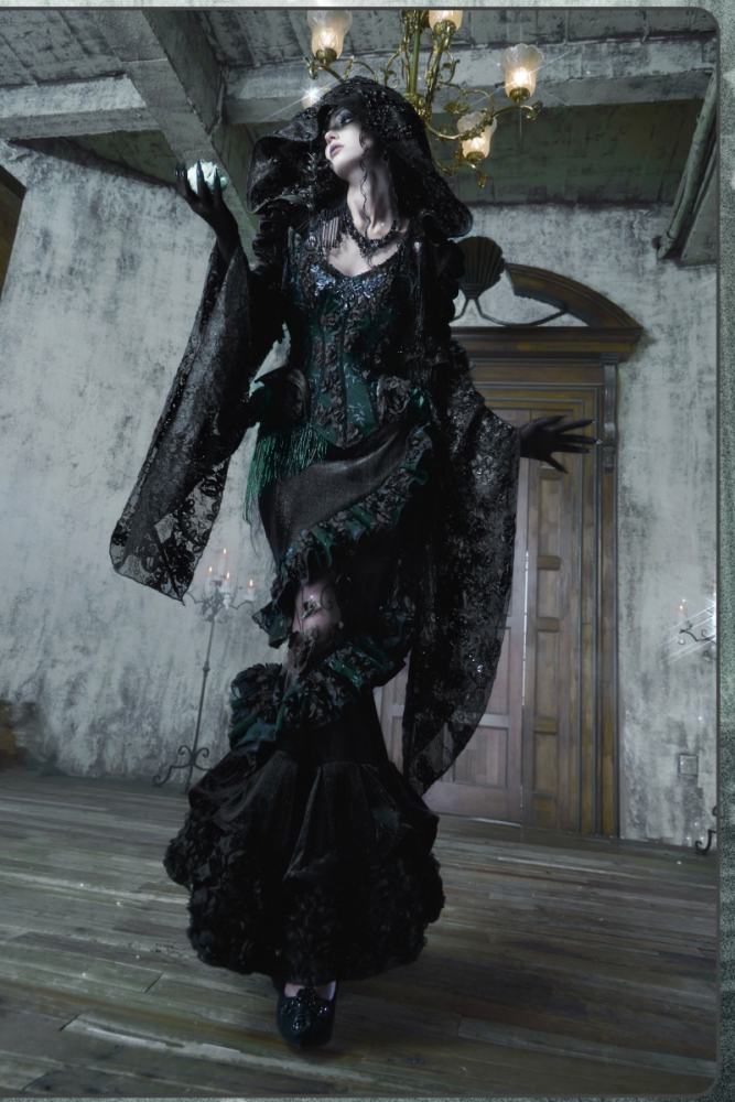 Blood Supply Emerald Night Gothic Halloween Corset Skirt and Bolero