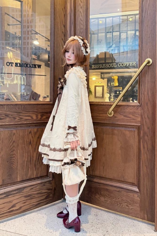 Starry Cream Lane Antique Bear Choco Doll Lolita OP JSK and Top