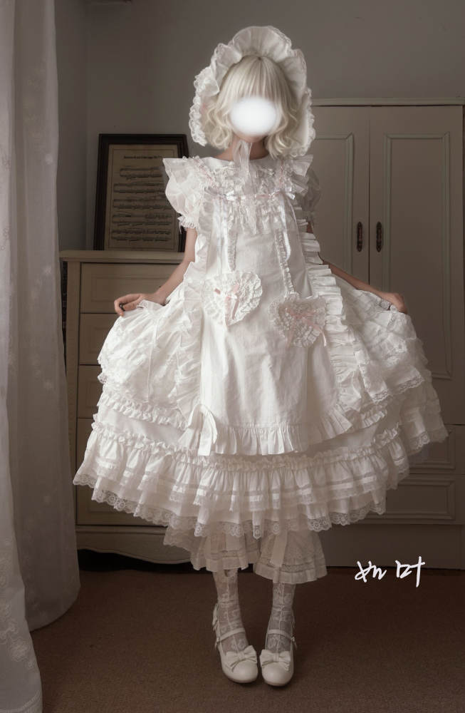 Bodhi Old School Lolita Cotton OP Apron and Bloomers