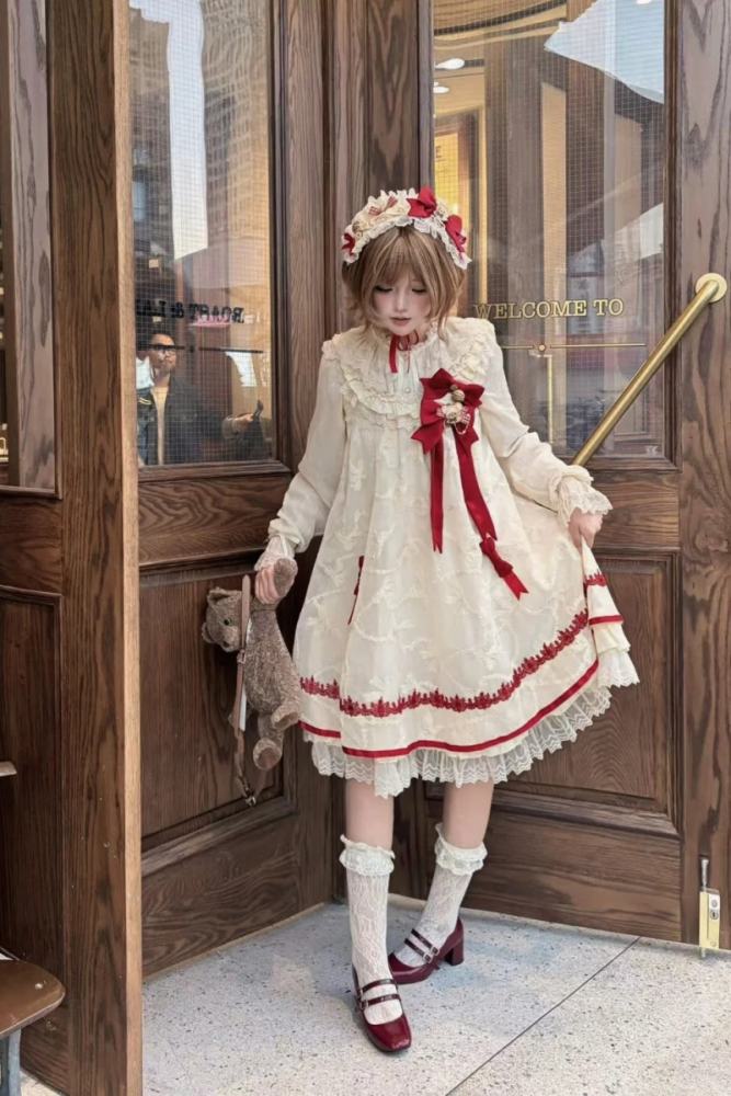 Starry Cream Lane Antique Bear Choco Doll Lolita OP JSK and Top