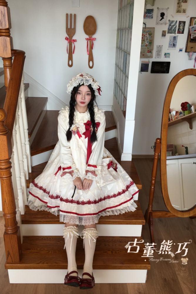 Starry Cream Lane Antique Bear Choco Doll Lolita OP JSK and Top