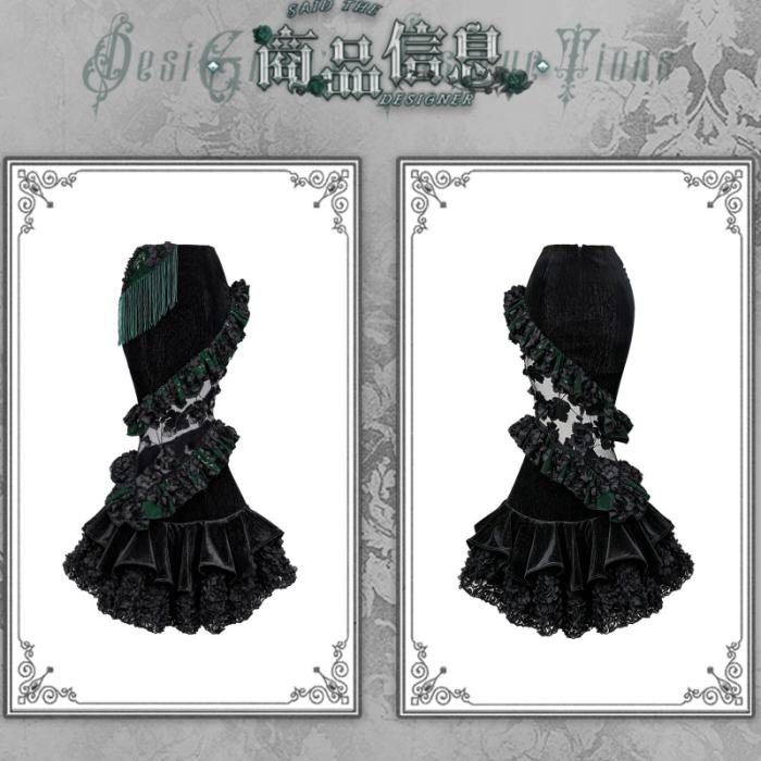 Blood Supply Emerald Night Gothic Halloween Corset Skirt and Bolero