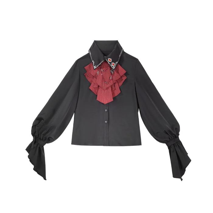 Unchartde Stars Crimson Oath Gothic Ouji Lolita Blouse Trousers Girdle and Cape