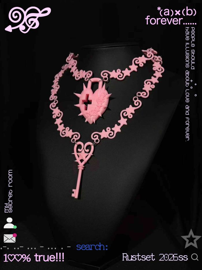 RustSet Star Key and Lock Gyaru Necklace 5 Colors