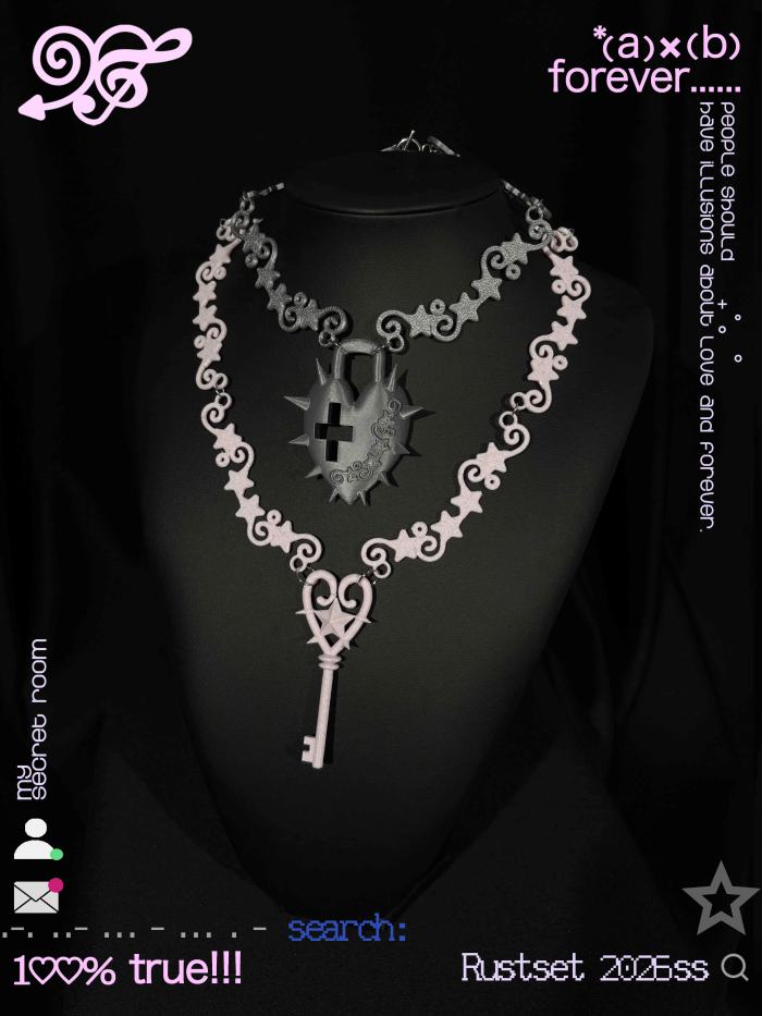 RustSet Star Key and Lock Gyaru Necklace 5 Colors