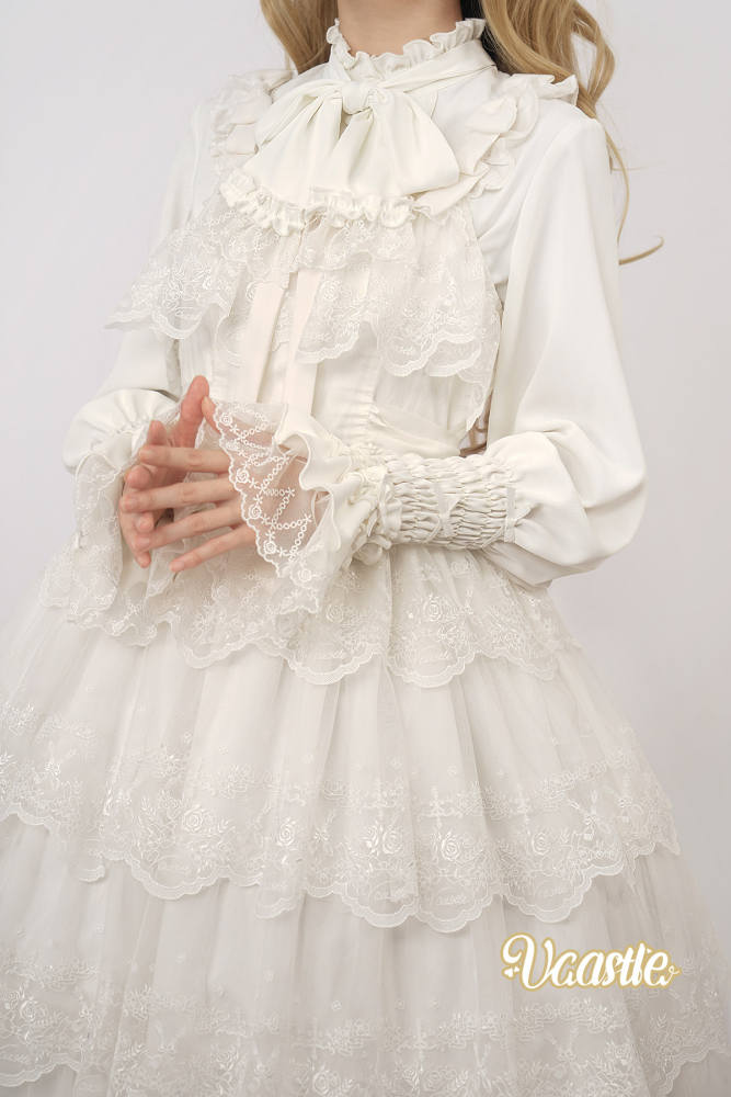 V-castle Elegant Long Sleeve Leg of Mutton Lolita Blouse