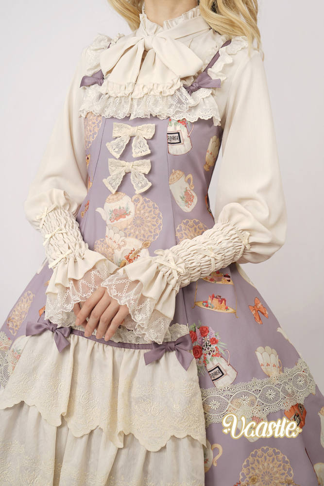 V-castle Elegant Long Sleeve Leg of Mutton Lolita Blouse