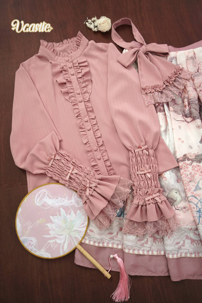 V-castle Elegant Long Sleeve Leg of Mutton Lolita Blouse