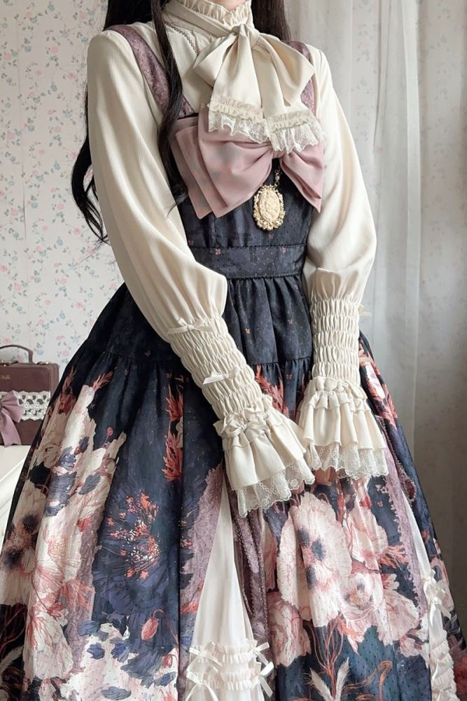 V-castle Elegant Long Sleeve Leg of Mutton Lolita Blouse