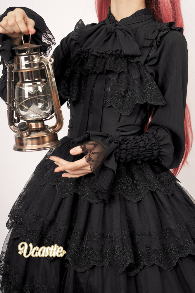 V-castle Elegant Long Sleeve Leg of Mutton Lolita Blouse