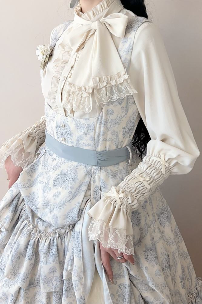 V-castle Elegant Long Sleeve Leg of Mutton Lolita Blouse