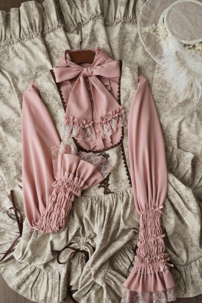 V-castle Elegant Long Sleeve Leg of Mutton Lolita Blouse