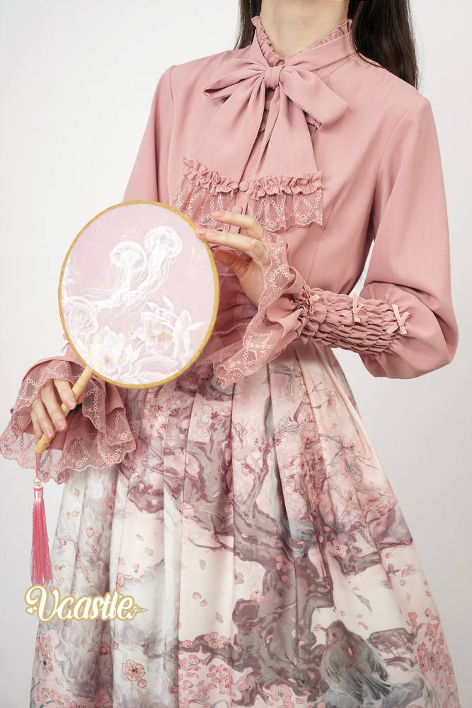 V-castle Elegant Long Sleeve Leg of Mutton Lolita Blouse
