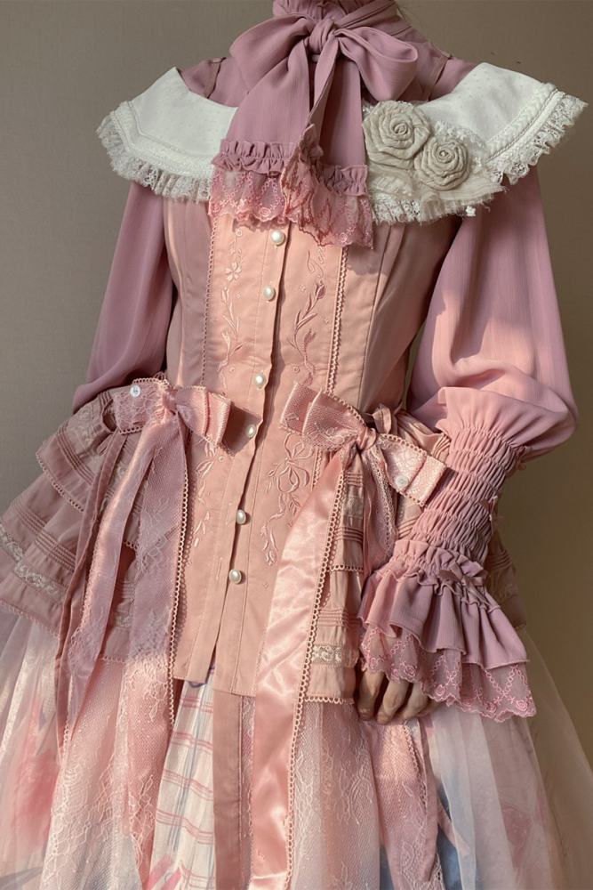 V-castle Elegant Long Sleeve Leg of Mutton Lolita Blouse