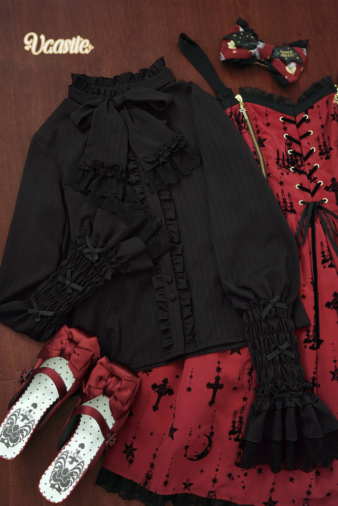 V-castle Elegant Long Sleeve Leg of Mutton Lolita Blouse