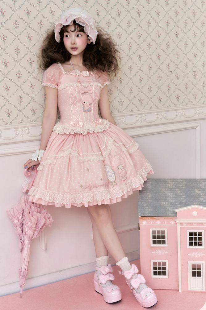 Summer Fairy Sanrio Collaborated My Sweet Piano Lolita JSK SK Blouse and Cardigan