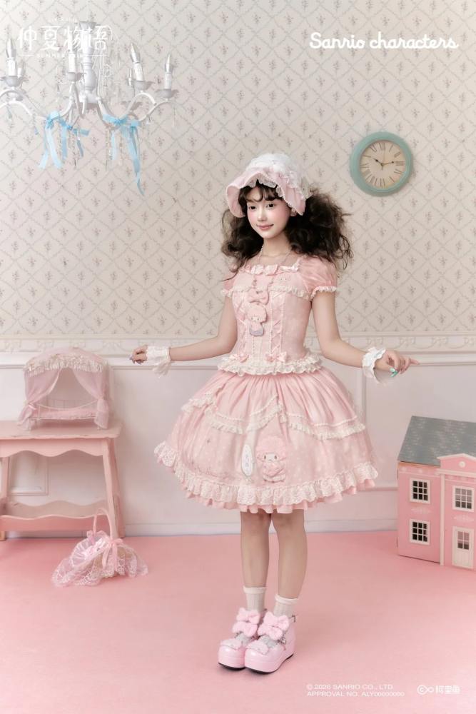 Summer Fairy Sanrio Collaborated My Sweet Piano Lolita JSK SK Blouse and Cardigan